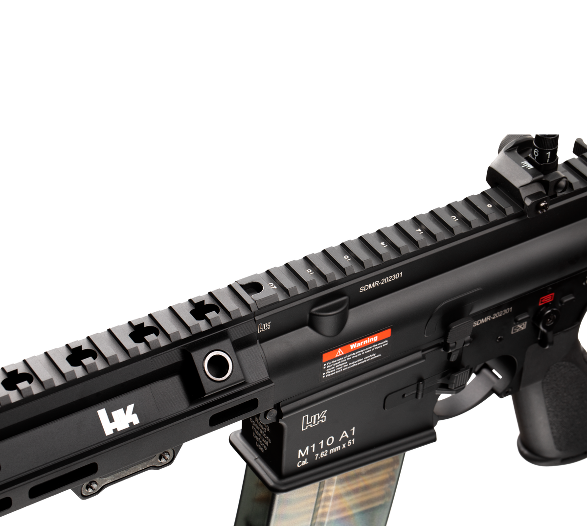 E&C M110A1 SDMR HK417 14.5 Inch AEG Airsoft Rifle EC-203 — receiver detail