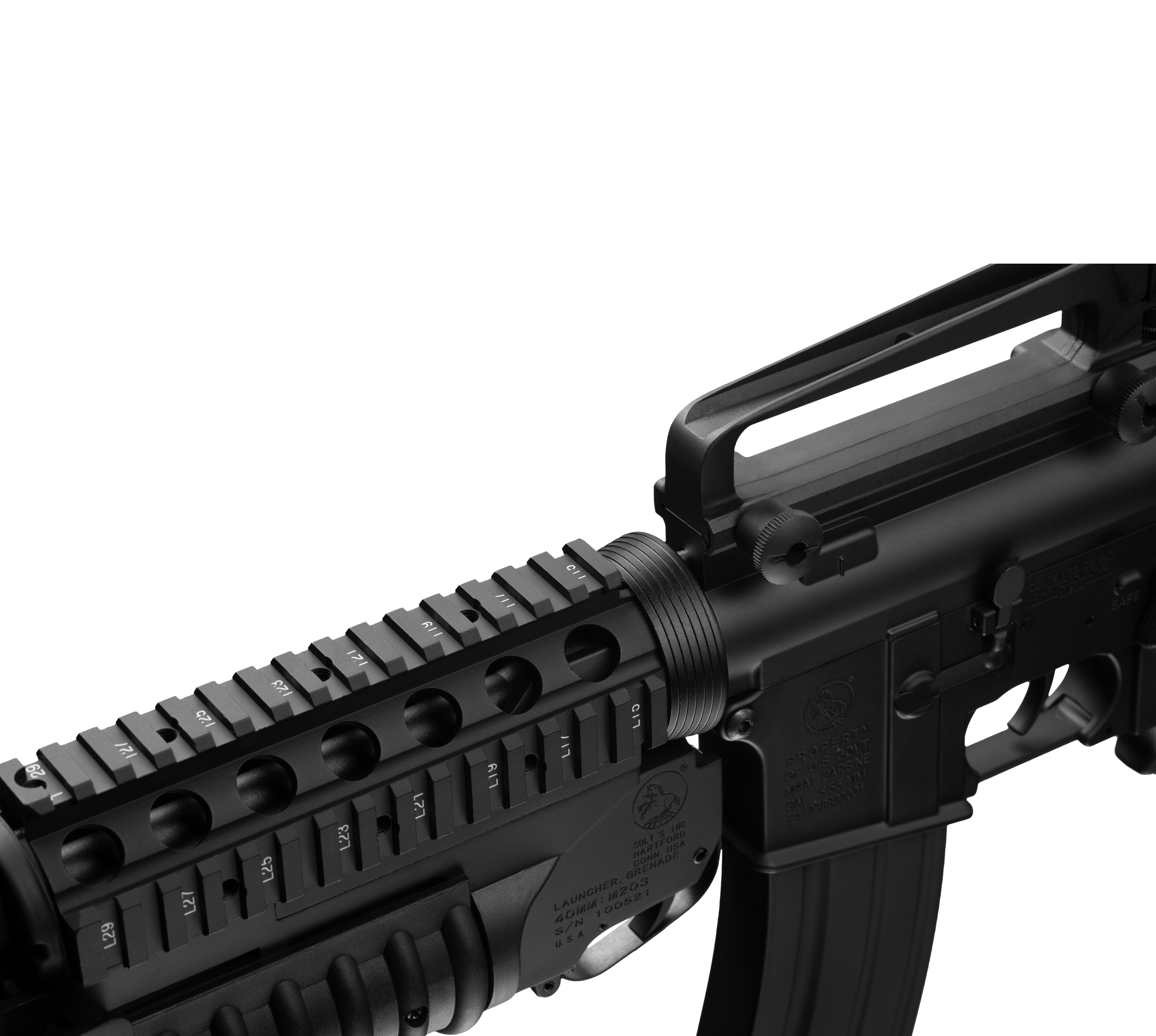 E&C M4 RIS W/M203 AEG Airsoft Rifle EC-707 — receiver detail
