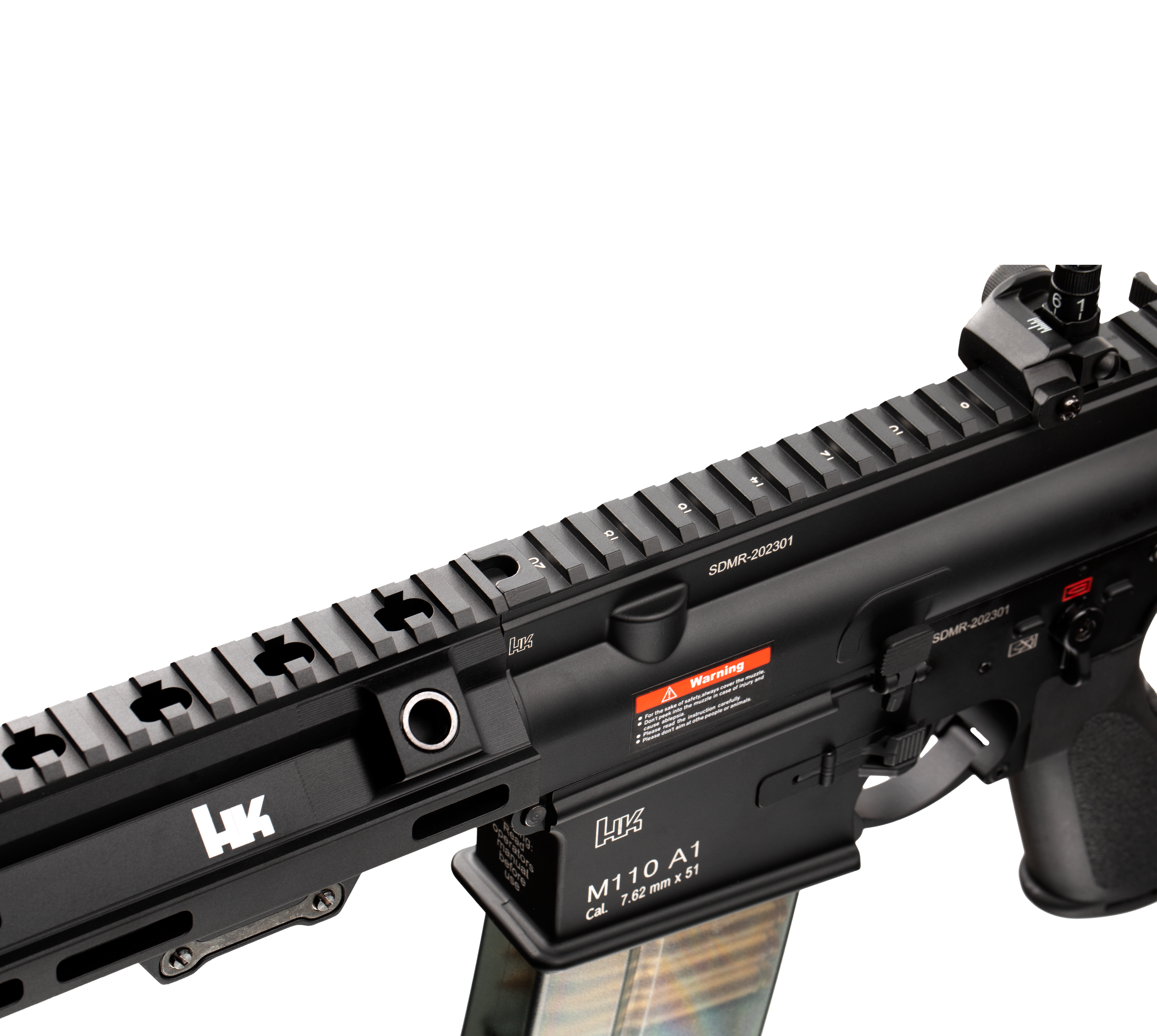 E&C M110A1 SDMR HK417 14.5 Inch AEG Airsoft Rifle EC-203 — receiver detail