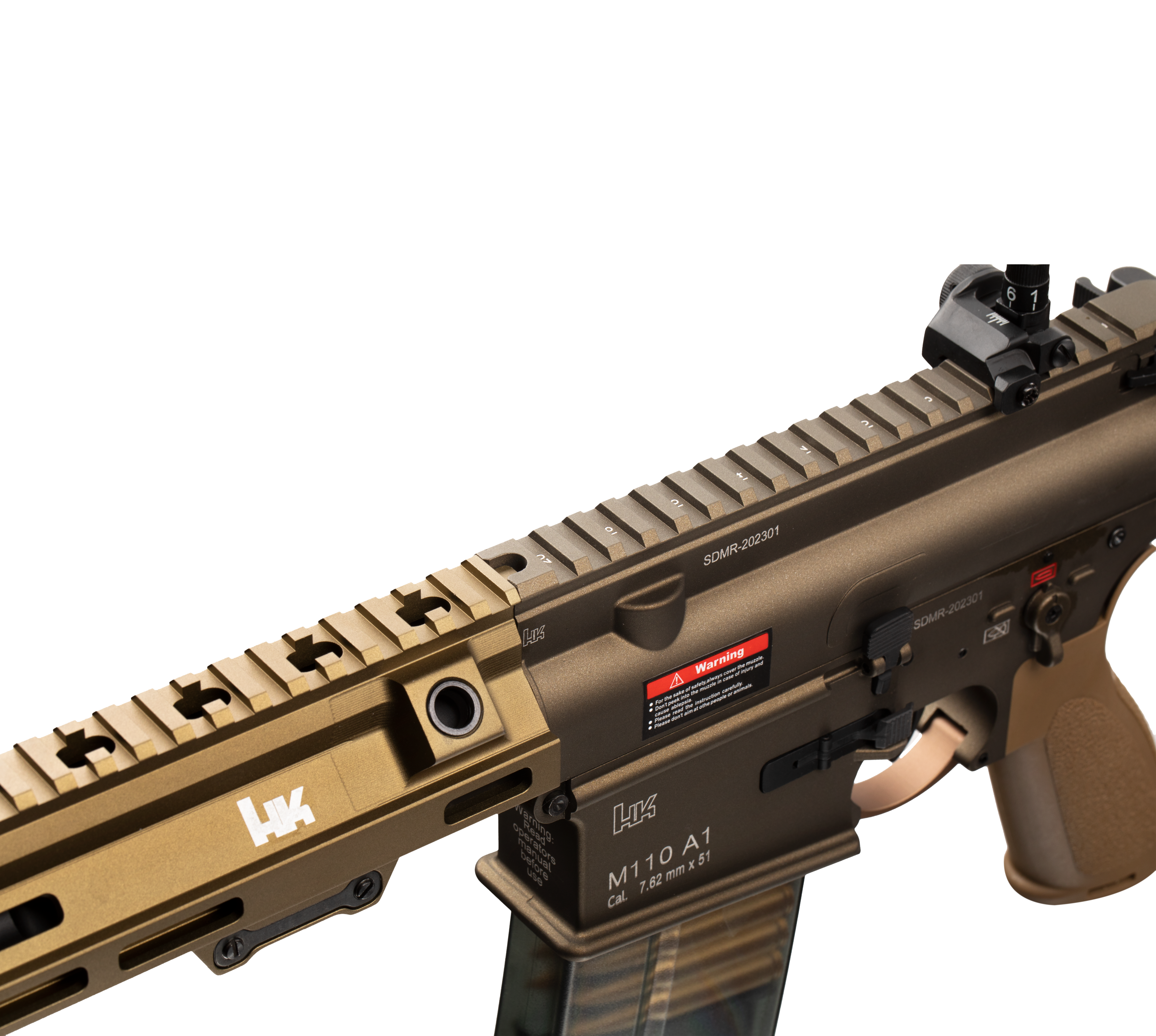 E&C M110A1 SDMR HK417 14.5 Inch AEG Airsoft Rifle EC-203 — receiver detail