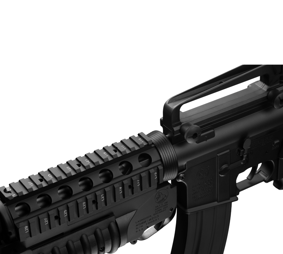 E&C M4  RIS W/M203 AEG Airsoft Rifle EC-707 — receiver detail